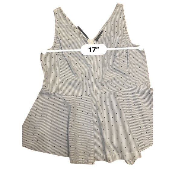 Lane Bryant Womens Striped Peplum Tank Top Sz 16 Stretch Cotton Blend White Blue - Picture 8 of 10